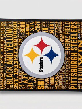 Pittsburgh Steelers Typography Canvas Wall Art NFL Black Gold